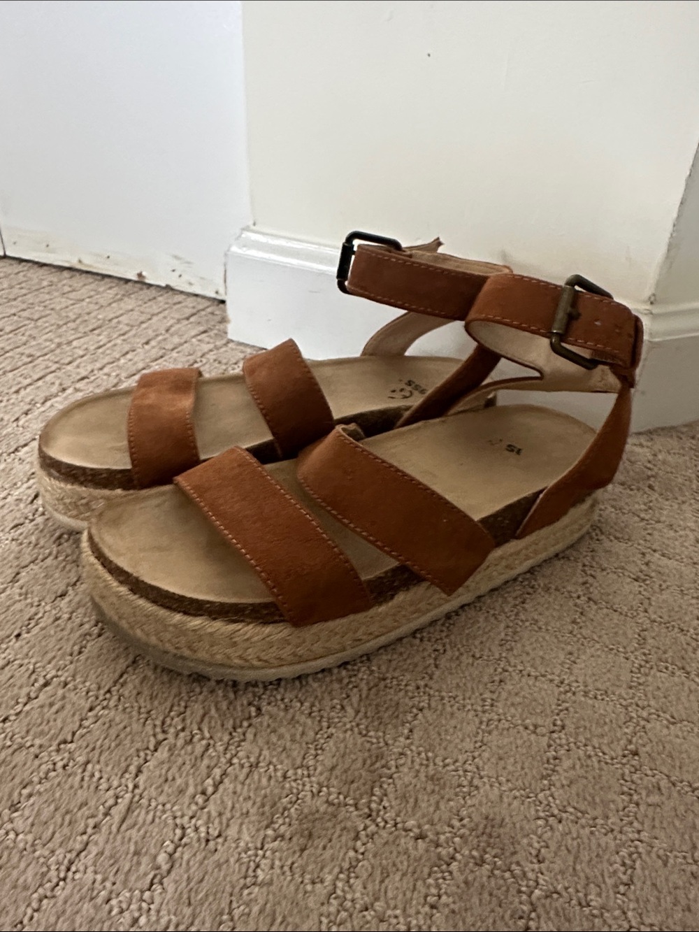 Kids Brown Suede Espadrille Platform Sandals - Unbranded